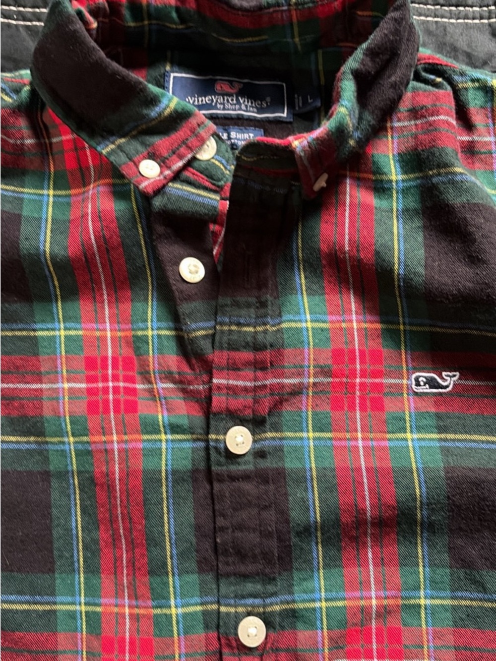 Vineyard Vines Red, Green & Black Plaid Button-Down Shirt